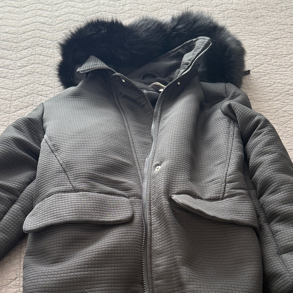 Cute Hooded Coat with Faux Fur Trim